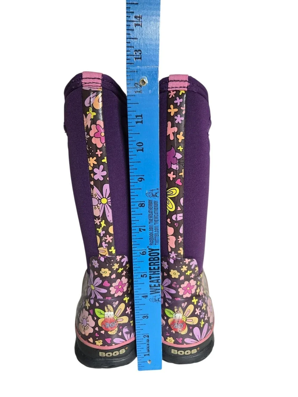 Bogs Classic Northwest Garden Purple Floral Waterproof Boots Size 6 Youth